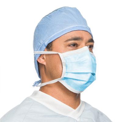 China Personal Care 3ply Surgical Masks Disposable Blue Tie On Surgical Face Mask 3 Ply Surgical Mask Tie for sale