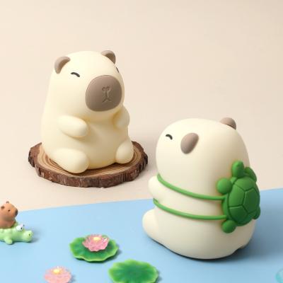 China Rechargeable Lovely Design Soft Silicone Capybara Night Light For Child's Bedroom for sale