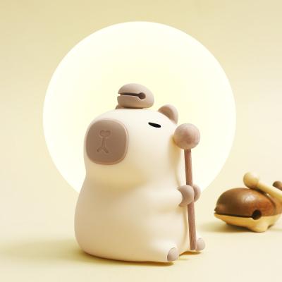 China Moderne design Silicone Capybara nachtlamp Draagbare USB oplaadbare LED-lichtbron Touch Control Dierenlamp Voor slaapkamer Te koop