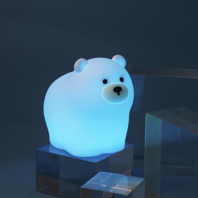 China Little Bear Patting Silicone Night Light Children's Bedroom Baby Feeding Cute Creative Small Night Light Soft Light for sale