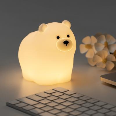 China OEM Led Cute Cartoon Silicone Bear Sleep Lamp Usb Rechargeable Night Lamp Baby Bedroom Bedside Night Light for sale