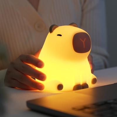 China New Cute Capybara Silicone Night Light Usb Rechargeable Led Pat Lamp Timing Dimming Decorative Table Sleep Night Lamp for sale