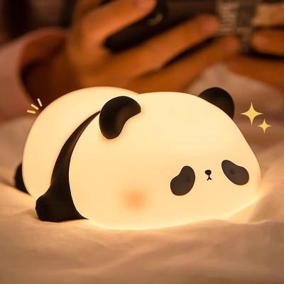 China Silicone Panda Lamp 1200mah Sensitive Tap Control Warm White Breathing Light Draagbaar LED USB Oplaadbaar Nachtlicht Te koop