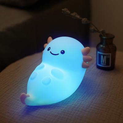 China Moderne huis USB nachtlicht Hexagonale dinosaurus baby vis LED met aanraaksensor Kleurrijk siliconen oplaadbaar licht Te koop