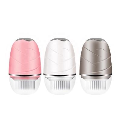 China Mini USB Rechargable Acne Treatment Rotate Face Wash Brush 3 In 1 Ultrasonic Face Cleaning Brush Electric for sale