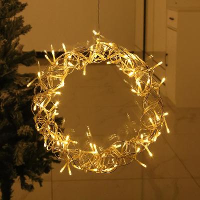 China Artificial Iron Garland Light Garland with 48 Warm White Lights Plug in Adapter Hanging Vines for Indoor Holiday Bedroom Wall Decor for sale