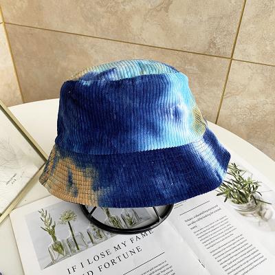 China Fashion\Wholesale Tie Dye Corduroy Bucket Hat Fashion Custom Reversible Comfortable\Durable Logo Hats for sale