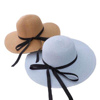 China Fashion \ Women Custom Wide Brim Travel Paper Beach Straw Hats Comfy \ Durable Fashion Ribbon for sale