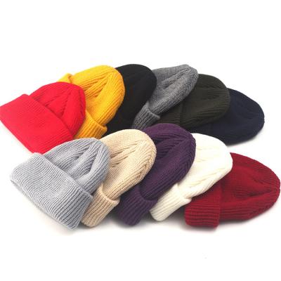 China JOINT Women Men Unisex Adult Knitted Hat Logo Fisherman Beanie Custom Winter Hats for sale