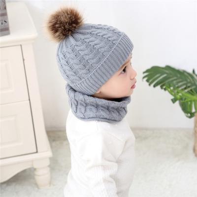 China Fashion\Warm Sale Baby Pompom Winter Knitted Hat And Scarf Set Custom Warm Comfortable\Durable Beanie Hat for sale