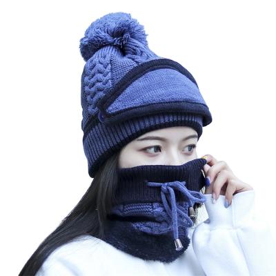 China Fashion\comfortable\durable outdoor recycling acrylic windproof winter women pom beanie hat and scarf set for sale