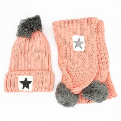 China Fashion\Comfortable\Durable Winter Hats Custom Warm Pom Pom Knitted Hat And Scarf Set for sale