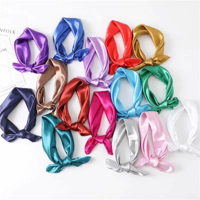 China Cheap Promotional Soft Smooth Plain Square 58*58cm Custom Women Scarves Feeling Silk Scarf for sale