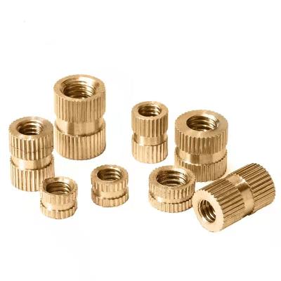 China Heavy Industry In M2 Stock High Quality Straight Brass Threaded Inserts Insert H59 Knurled Nut For Injection Mold for sale