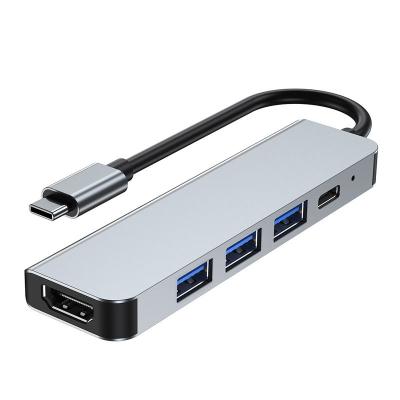 China Port Extension 5 in 1 Type-C USB C Hub USB 3.0 High Speed ​​Transmission Multi Port PD to HD Converter Same 4k Read HD Same Screen Adapter for sale