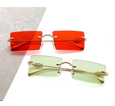 China 20 years' experience of export fashion new rimless narrow glass shades luxury sunglasses 2021 for sale