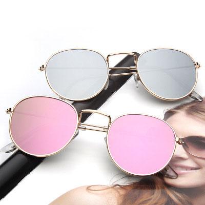 China 2021 new comfort sunglasses fashionable round women shine to color reflective sunglasses for sale