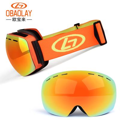 China 2020 Obaolay Designer Anti Fog Sand Control Good Quality Snow Anti-UV Glass Mirror Best Budget Ski Goggles for sale