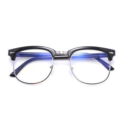 China For Decoration/Blocking Blue Light/Myopia 2021 Retro Male Anti-blue Myopia Prevention Eyeglasses Flat Glass Computer Glasses Half Sight New Goods Ready for sale