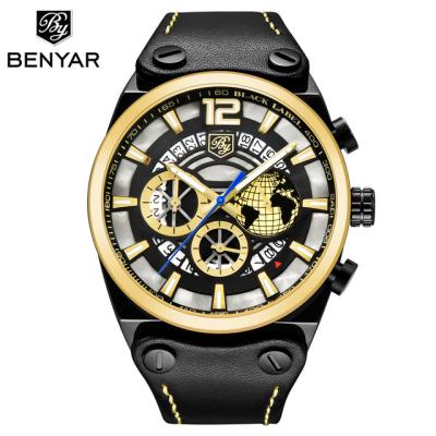 China Benyar Chronograph 5141 Top Brand Mens Watches Sport Quartz Watch Fashion Silicone Watches Analog Male Waterproof Men Clock for sale