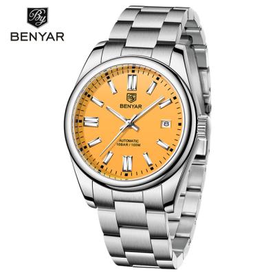 China Benyar 5185 Day/Date Top Brand 39mm Watches Automatic Watch Leisure 100m Waterproof For Men Mechanical Wrist Watch Stainless Steel Clock for sale