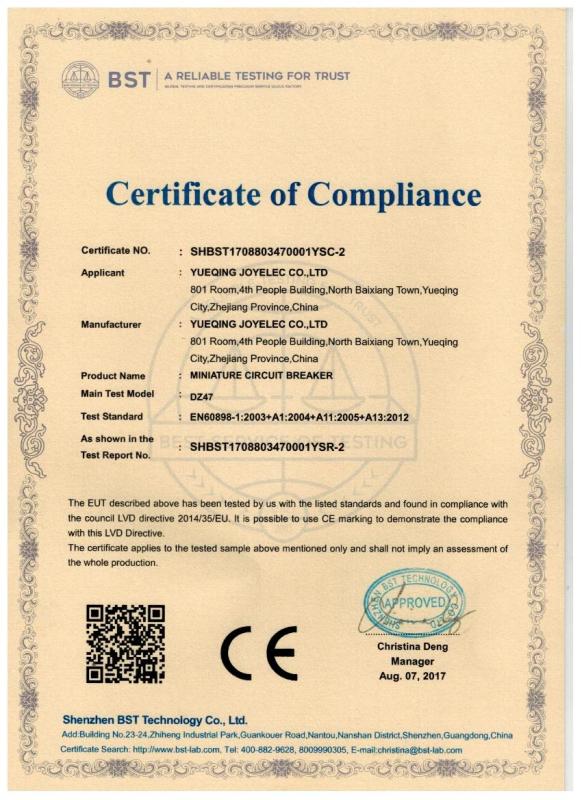 CE - Yueqing Joyelec Co., Ltd.