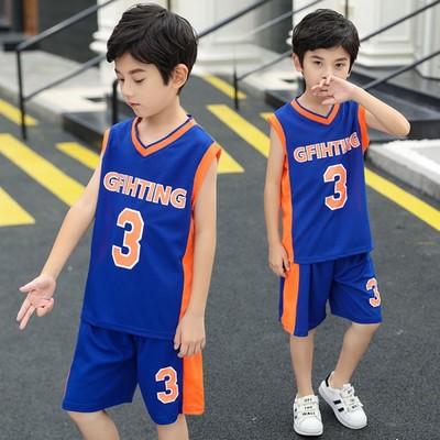 China 100% Breathable Cotton Kids Basketball Uniforms Game Boys Tracksuits Basketball Sports Training Kits for sale