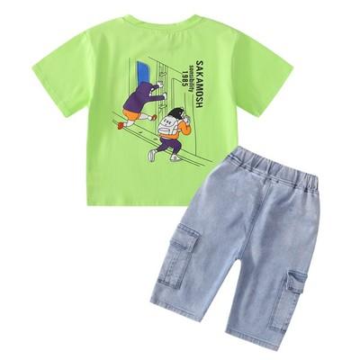 China 100% Cotton Kids Clothing Fashion Wear 4-14 Years Old Kids Clothing Sets Jeans Pants 2pcs Boys Clothing Sets for sale