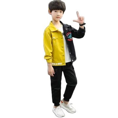 China Hot new style children's wear 100% cotton boys shirts jeans pants children's suit with cartoon dinasor for sale