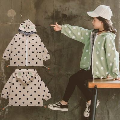 China Fashion Kids Anti-wrinkle Children's Casual Coat Kids Hooded Polka Dot Zipper Coat for sale