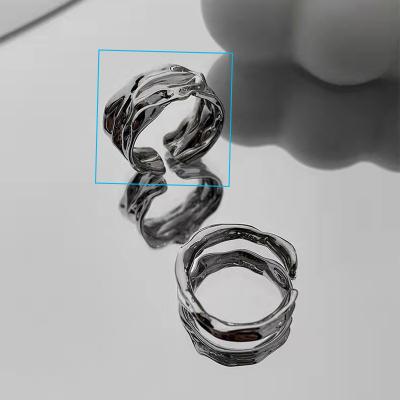 China Hiphop Niche Temperament Cold Wind Lovers Different Rings Irregular Opening Ins Adjustable Ring for sale