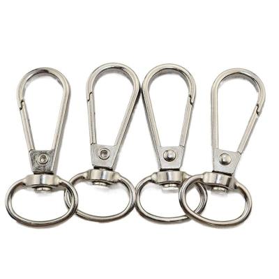 China Retail Industry Hot Sales Best Lobster Clasp Key Chain Swivel Hook Lobster Clasp Lanyard Hook Silver For Work Card Bag Hook Metal Key Chain for sale