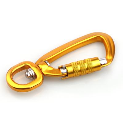 China Wholesale 7075Aviation Hot Selling Promotional Aluminum Swivel Swivel Pulling Hook D Shape Carabiner Auto Lock For Pet Accessories Outdoor Activity for sale