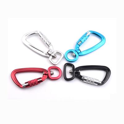 China Lightweight Popular Safety Auto Lock Mental D-Ring Rotate Anodized Aluminum Carabiner 7075 Aluminum Carabiner For Dog Leash for sale