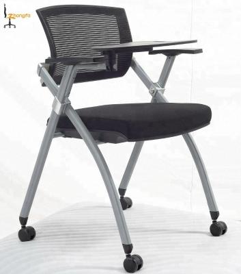 China Foldable And Stackable CIFF Foldable Hall Conference Office Mesh Chair With Notepad for sale