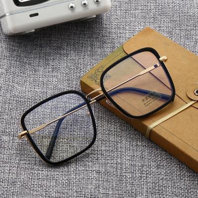 China Professional brand eye retro blue glass frame metal glass light filter reading/decoration optical glasses unisex for sale