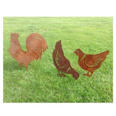 China Rustic Garden Ornament Rustic Garden Decor Chicken Metal Hen for sale