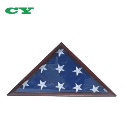 China Picture Frame SOLID Wood Memorial Wooden Flag Case Display Frame For 5x9.5' Flag Folded for sale