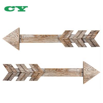 China 2 Rustic Wooden Arrow Sign Rustic Wood Sign Decorative Farmhouse Arrow Wall Hanging Home Decor Set for sale