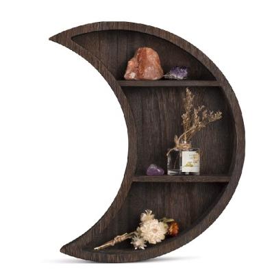 China Modern Wall Mounted Wooden Floating Decor Crescent Moon Shelf Reversible Moon Wall for sale