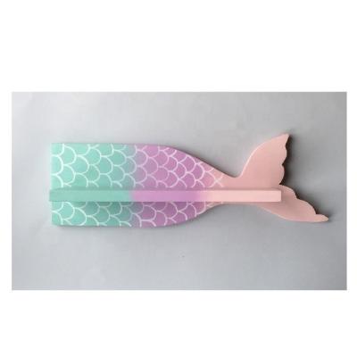 China Wooden Storage Nursery Decor Mermaid Theme Mermaid Tail Wall Shelf for sale