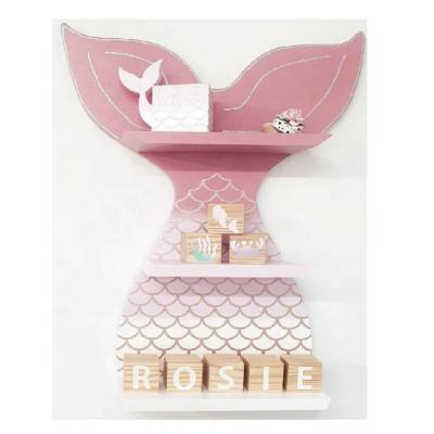 China Mermaid Modern Wooden Decorative Pastel Floating Tail Floating Shelf for sale