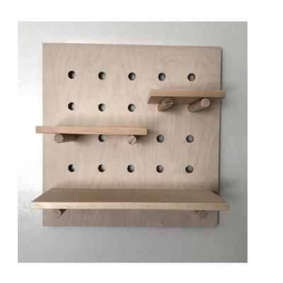 China Handmade Wooden Pegboard Shelf Middle Square Pegboards Shelf for sale