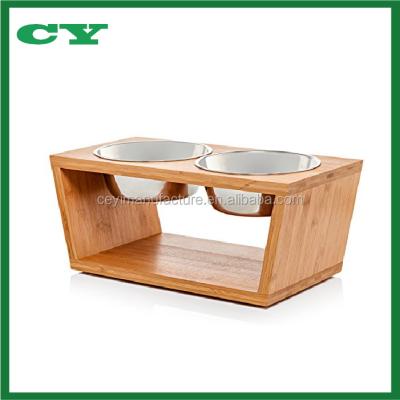 China Sustainable Premium Raised Dog and Cat Pet Feeder, Double Bowl Raised Rack Comes with Extra Two Stainless Steel Bowls for sale