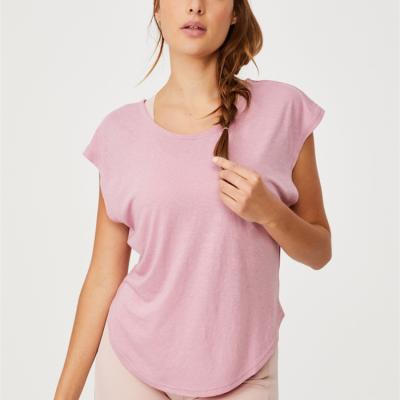 China Gym Sexy Loose Simple O-neck T-shirt Anti-wrinkle Pink Oversized Sleeveless T-shirts For Girls Grow T-shirt Women Quick Dry for sale