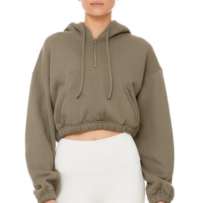 China Wholesale 100% Anti-wrinkle Women's Brown Hoodies And Sweatshirts Cotton Pullover Plain Crop Hoodie Women for sale