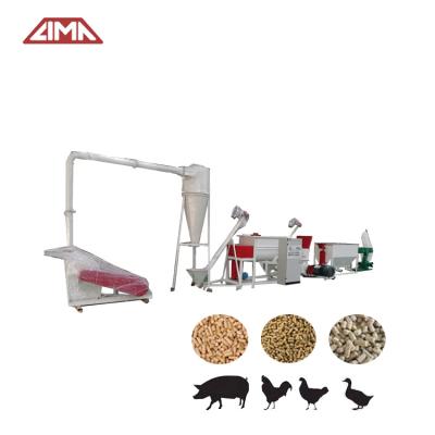 China Factory 1-2t/h Cow Food Poultry Feed Mixer Animal Pellet Making Line Chicken Feed Pellet Production Processing Machine for sale