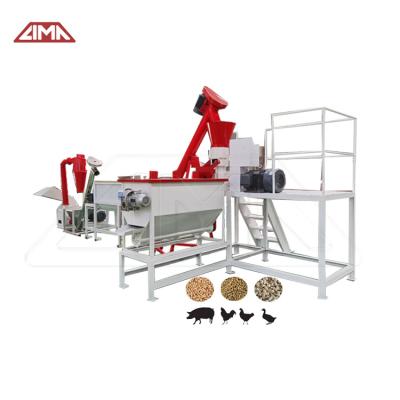 Chine Factory 400-600kg/h 1-2t/h Small Scale Animal Feed Mixer Pellet Production Line Poultry Chicken Feed Pellet Making Machine à vendre