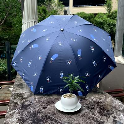 China New 3 Fold Double Swivel Design Portable UV Protect Umbrella Cartoon Umbrella For Lady And Kids for sale