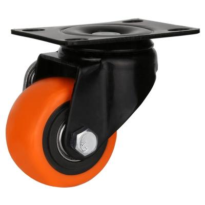 China Load 50kg to 90kg 1.5inch to 3inch small scaffold polyurethane orange caster wheel for sale